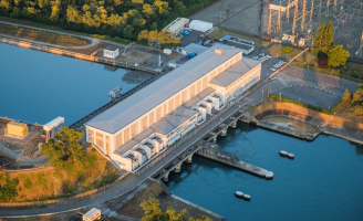 EDF Hydro Est - Site de Ottmarsheim - Vue aérienne de la centrale hydroélectrique